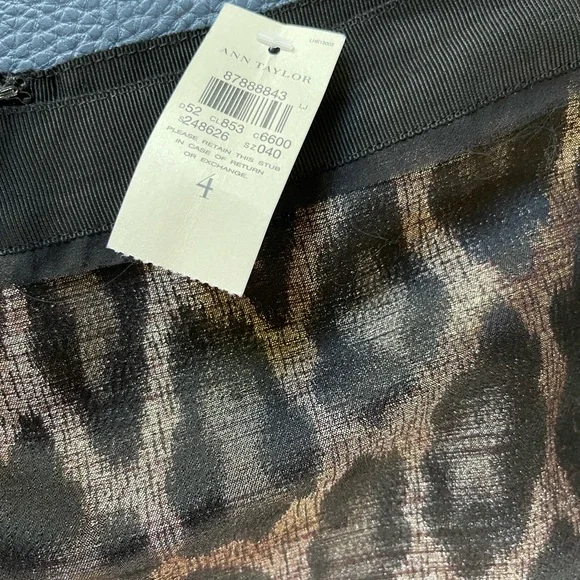 NWT Ann Taylor Bronze Metallic
Leopard Print Skirt Straight Day to
Night Size 4 - Picture 2 of 11